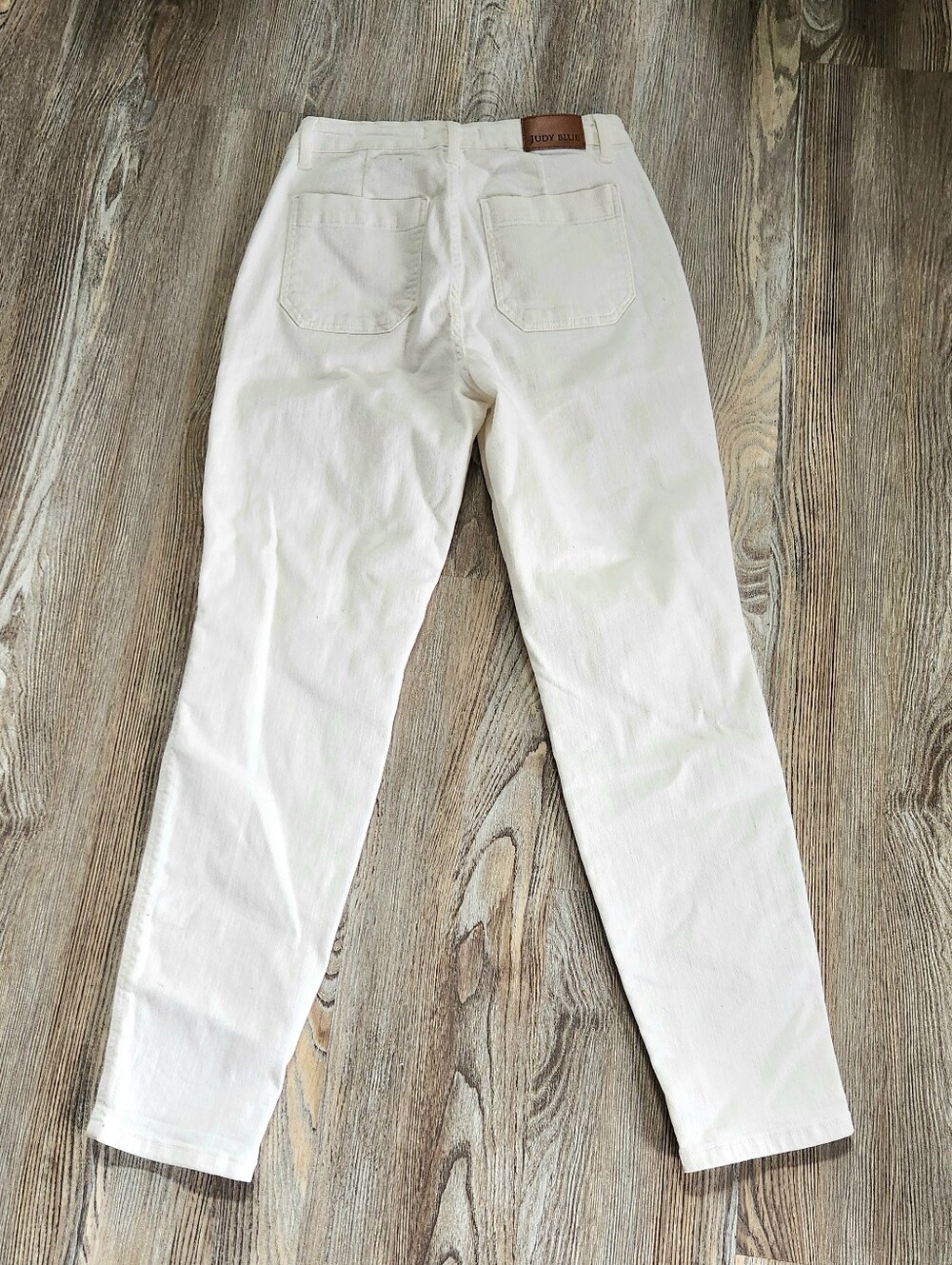 Judy Blue White Weekender Jean Utility Porkchop Pocket 5 27x30 Tie Waist Stretch - Picture 5 of 15